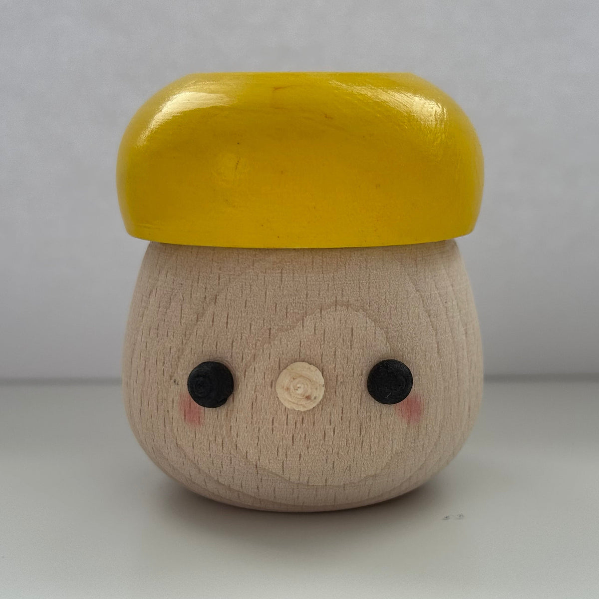 Yellow Wooden Mushroom Toy with Nose