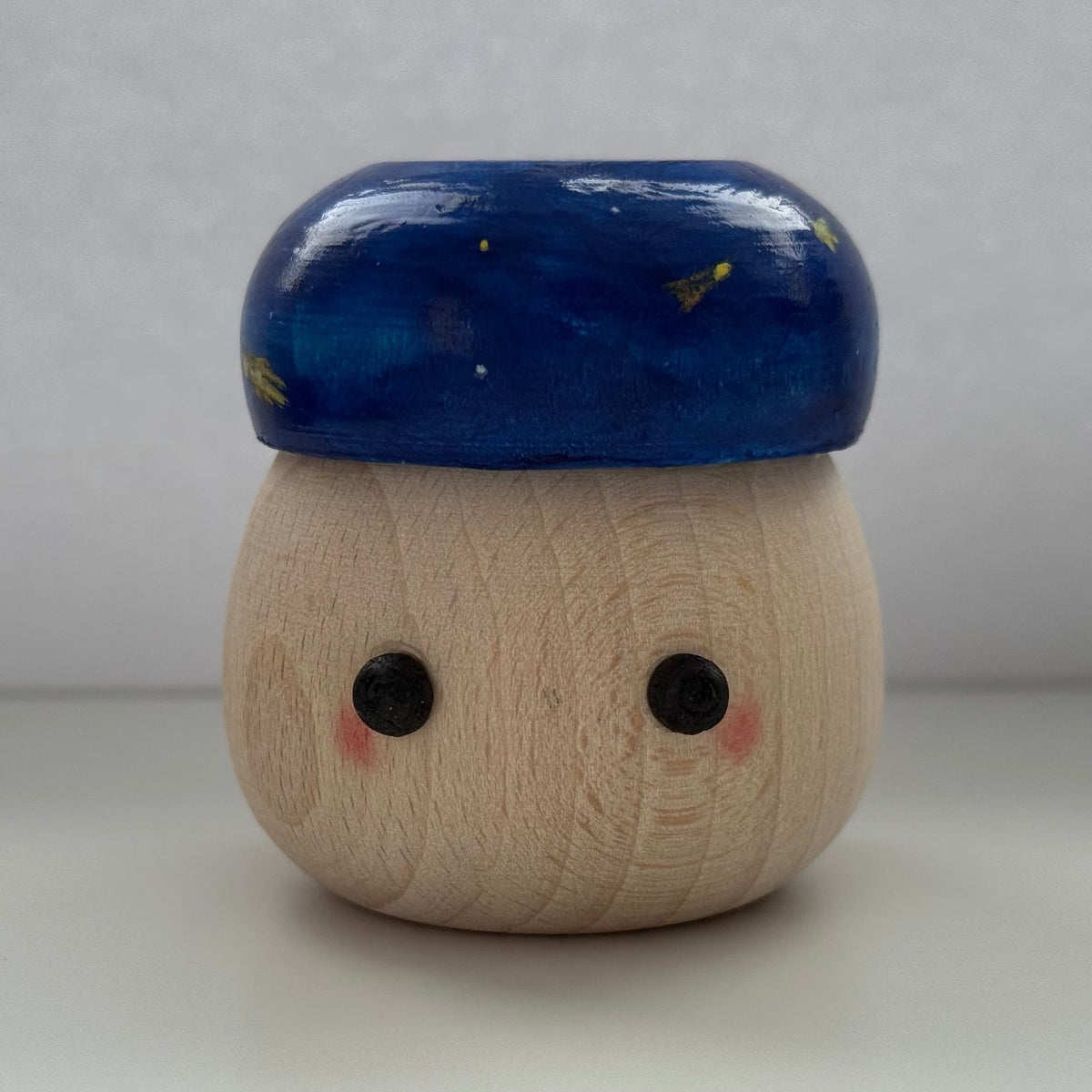 Wooden Mushroom Toy with Starry Hat