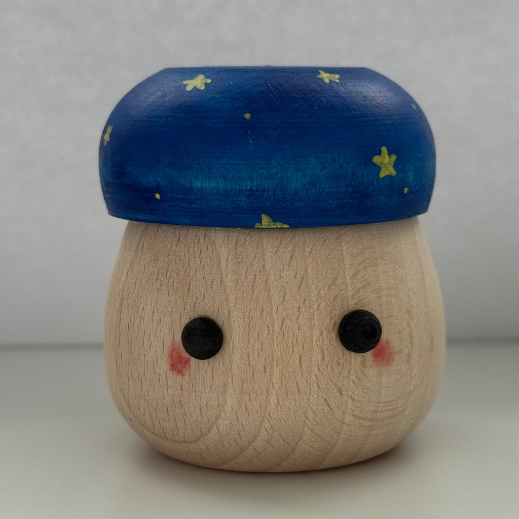 Wooden Mushroom Toy with Starry Hat